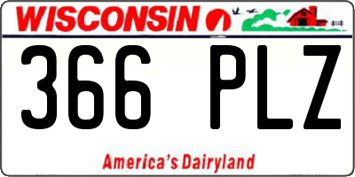 WI license plate 366PLZ