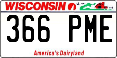 WI license plate 366PME