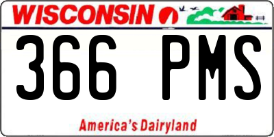 WI license plate 366PMS