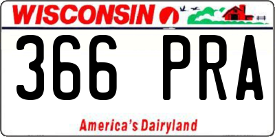 WI license plate 366PRA