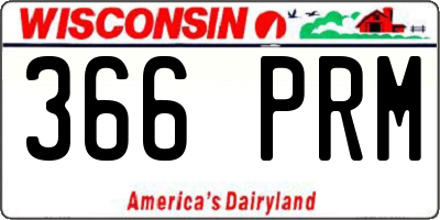 WI license plate 366PRM