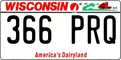 WI license plate 366PRQ