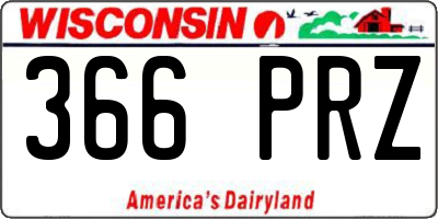WI license plate 366PRZ