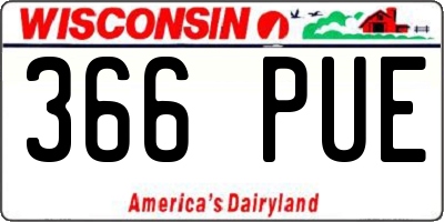 WI license plate 366PUE