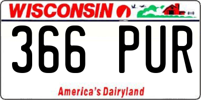 WI license plate 366PUR