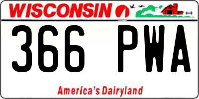 WI license plate 366PWA