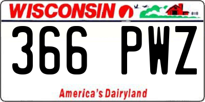 WI license plate 366PWZ