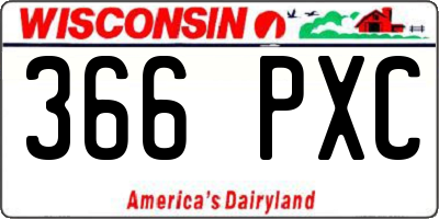 WI license plate 366PXC