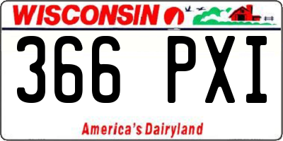 WI license plate 366PXI