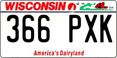 WI license plate 366PXK