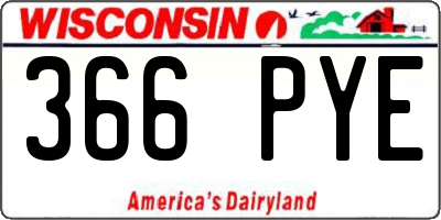WI license plate 366PYE