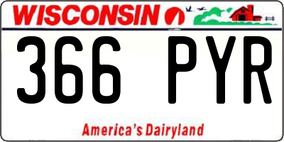 WI license plate 366PYR