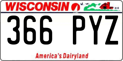 WI license plate 366PYZ
