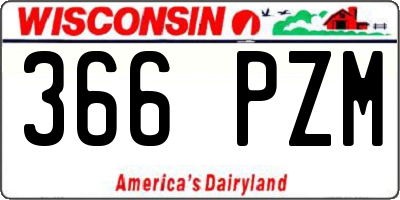 WI license plate 366PZM