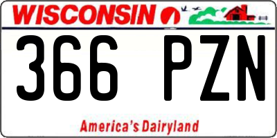 WI license plate 366PZN