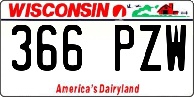 WI license plate 366PZW