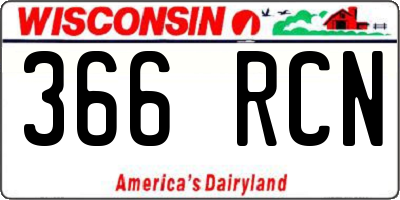 WI license plate 366RCN