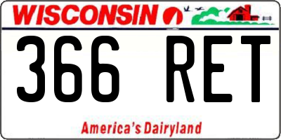 WI license plate 366RET