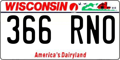 WI license plate 366RNO