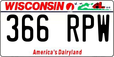 WI license plate 366RPW