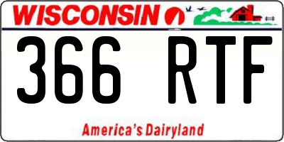 WI license plate 366RTF