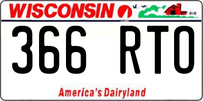 WI license plate 366RTO