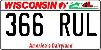 WI license plate 366RUL