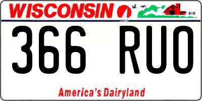 WI license plate 366RUO