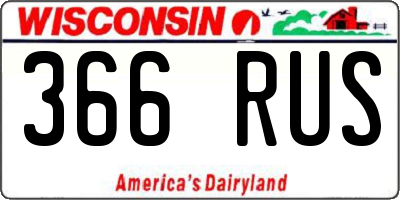 WI license plate 366RUS