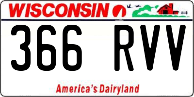 WI license plate 366RVV