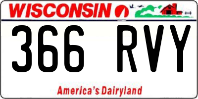 WI license plate 366RVY