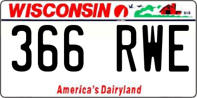 WI license plate 366RWE