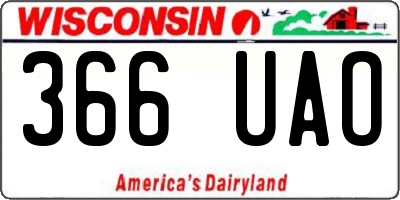 WI license plate 366UAO