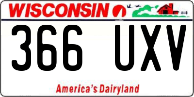 WI license plate 366UXV