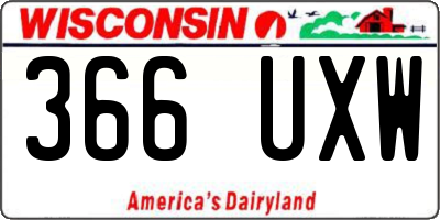WI license plate 366UXW