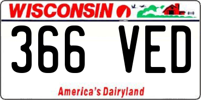 WI license plate 366VED
