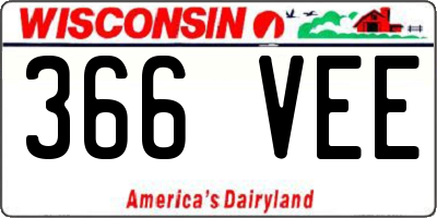 WI license plate 366VEE