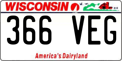 WI license plate 366VEG