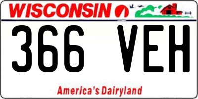 WI license plate 366VEH