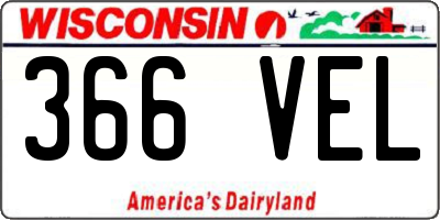 WI license plate 366VEL