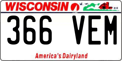 WI license plate 366VEM