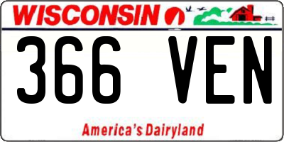 WI license plate 366VEN