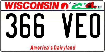 WI license plate 366VEO