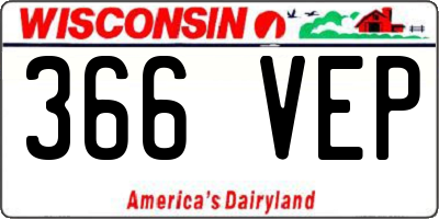 WI license plate 366VEP