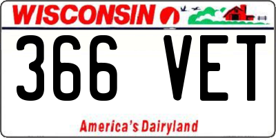 WI license plate 366VET