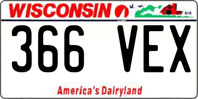 WI license plate 366VEX