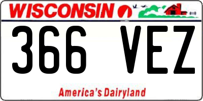 WI license plate 366VEZ