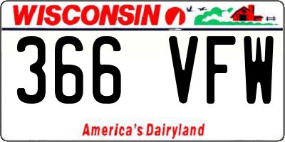 WI license plate 366VFW