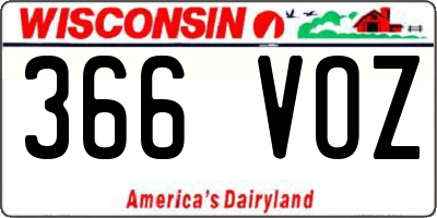 WI license plate 366VOZ