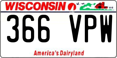 WI license plate 366VPW
